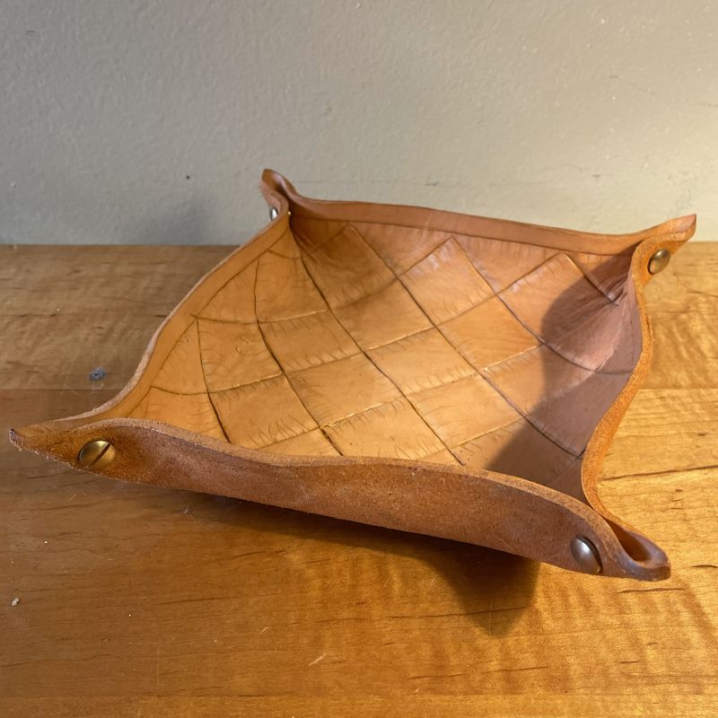 Leather Valet Tray with tooled pattern
